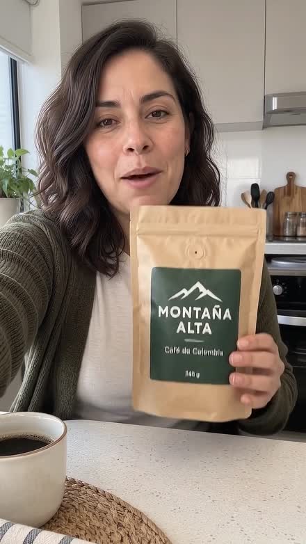 Fotograma del video: la presentadora muestra el producto